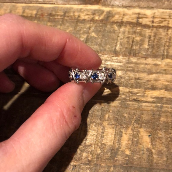 Tiffany 16-Stone Sapphire and Diamond Ring - Picture 3 of 5